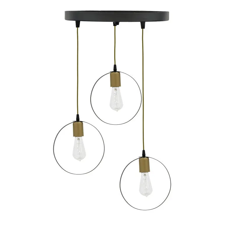 Lustra cu 3 lumini Kasper, negru-auriu, D30x79 cm - Negru
