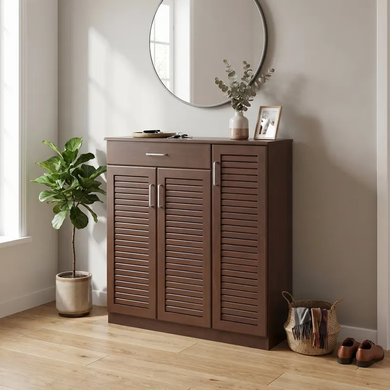 Dulap pantofi Sante 30 perechi, nuc, 120x37x123 cm - Nuc