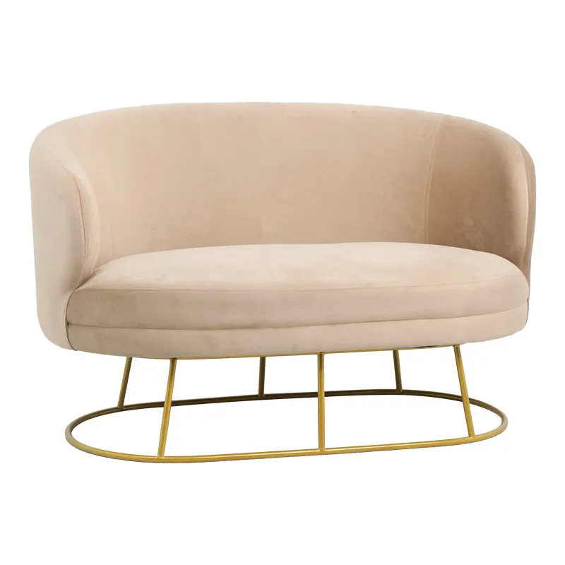 Canapea 2 locuri Rony catifea bej, aurii, 135x75x85 cm - Bej