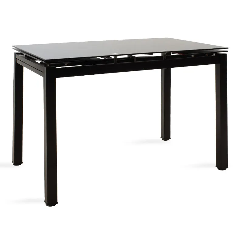 Masa de sufragerie extensibila Finn sticla 8mm picioare, negre, 110-170x70x75 cm - Negru