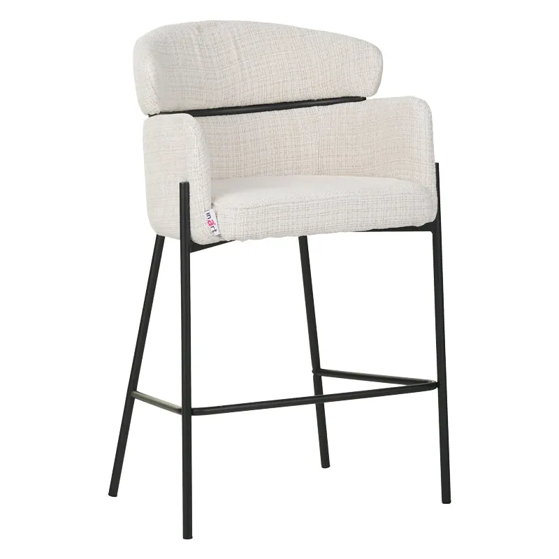 Scaun de bar Tolerse, stofa si metal, 55x60x97 cm - Bej