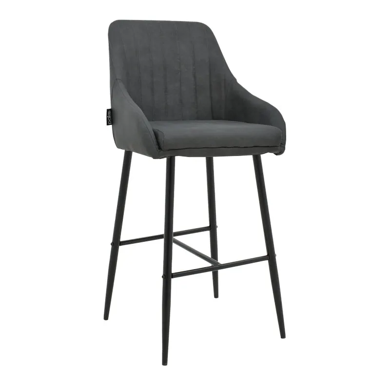 Scaun de bar Patrin picior -metal, Gri inchis neagra, 49x48x98 cm - Gri