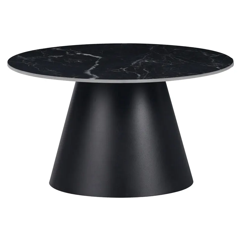 Masuta de cafea Fabrin neagra din piatra sinterizata si metal, negru, 70x70x40 cm - Negru