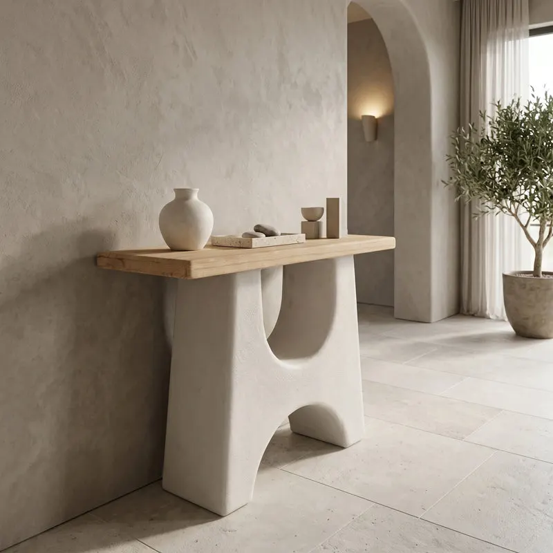 Consola Marila, Lemn de brad, Natural, 100x38x80 cm - Natural