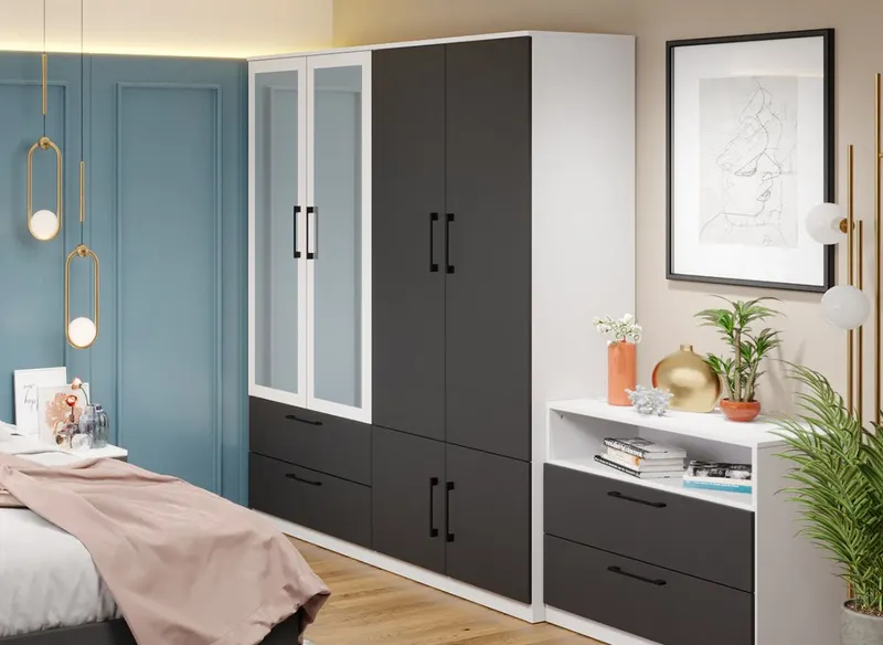 Dulap Benjamin Gri / Alb – C164/05 cu oglinda — imaginea 3