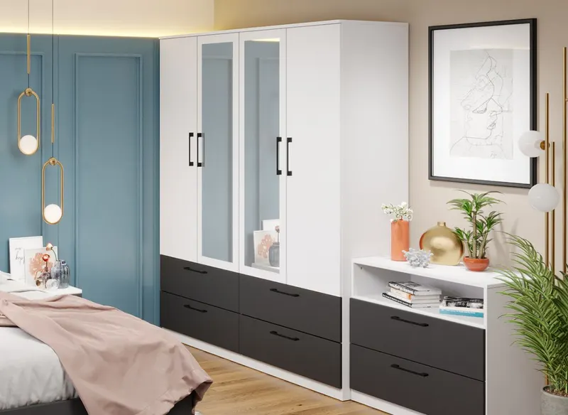Dulap Benjamin Gri / Alb – C164/04 cu oglinda — imaginea 3