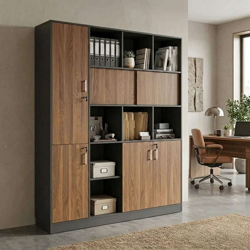 Biblioteca Professional bookcase Bokanza, Antracit-Nuc, 160x40x200 cm - Antracit-Nuc