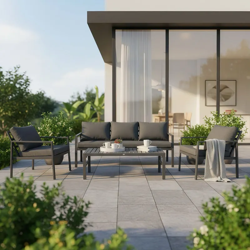 Set lounge exterior Gardenly I, 4 piese, 175x69x72 cm - Antracit