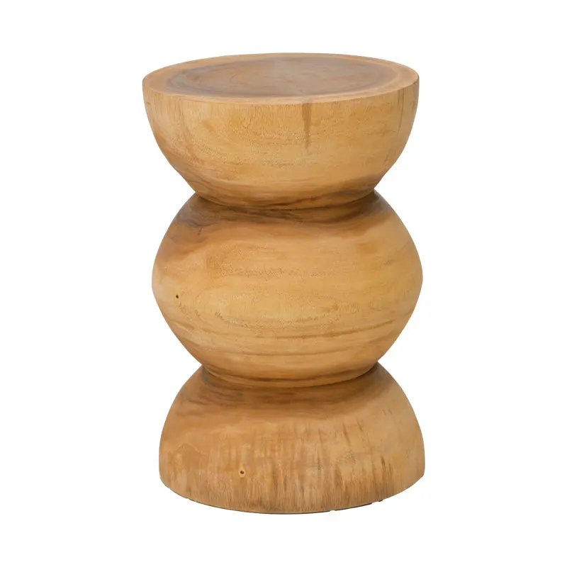 Taburet Pilar din lemn Suar, Natural, Ø30x45 cm - Natural