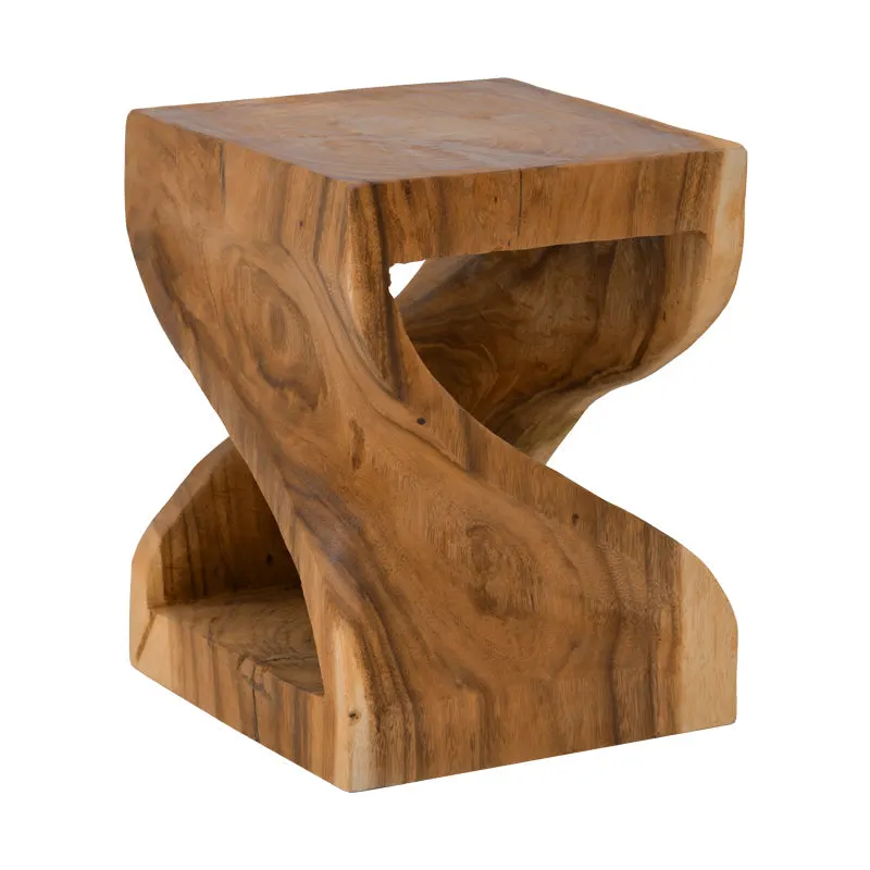 Taburet Hourian I din lemn Suar, Nuc, 35x35x45 cm - Nuc