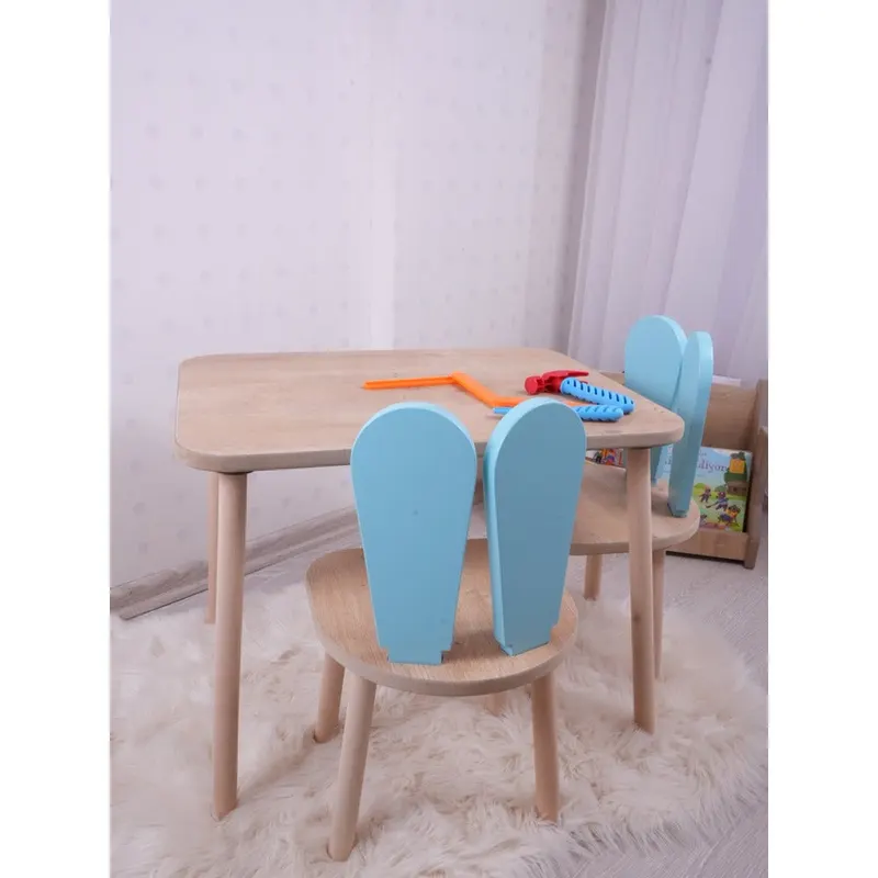 Set masa si scaun pentru copii Furniture Bunny One, 50x45x60 cm - Baby Blue nBrown