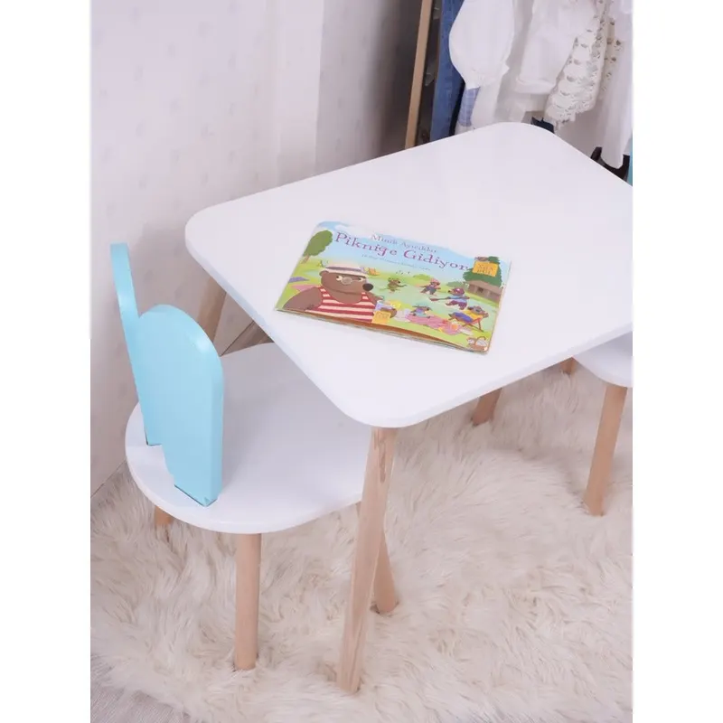 Set masa si scaun pentru copii Furniture Bunny One, 50x45x60 cm - Baby Blue nWhite