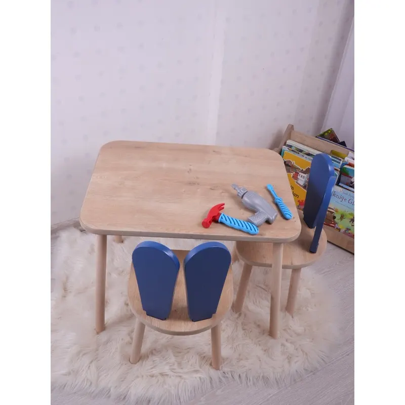 Set masa si scaun pentru copii Furniture Bunny One, 50x45x60 cm - Blue nBrown