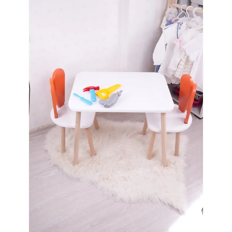 Set masa si scaun pentru copii Furniture Bunny One, 50x45x60 cm - OrangenWhite