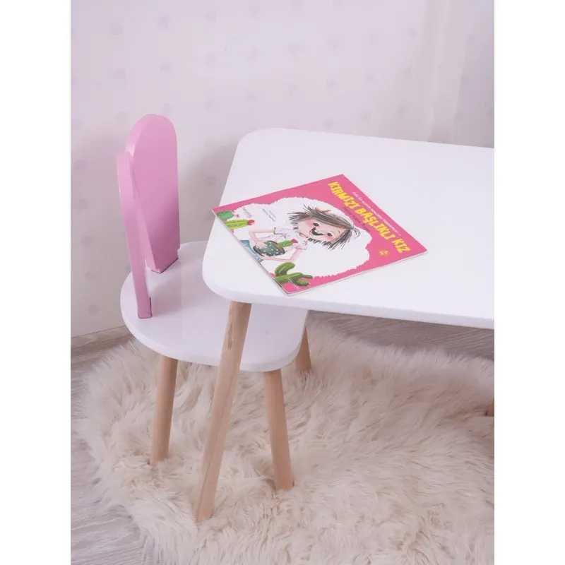 Set masa si scaun pentru copii Furniture Bunny One, 50x45x60 cm - PinknWhite