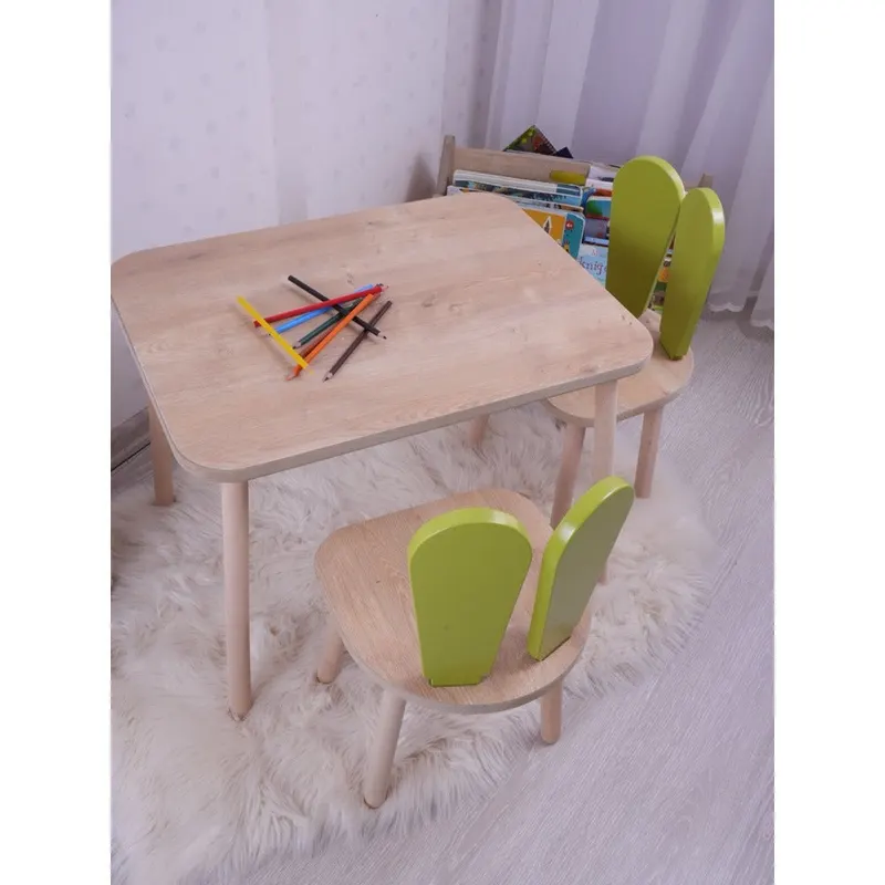 Set masa si scaun pentru copii Furniture Bunny One, 50x45x60 cm - Pistachio Green nBrown