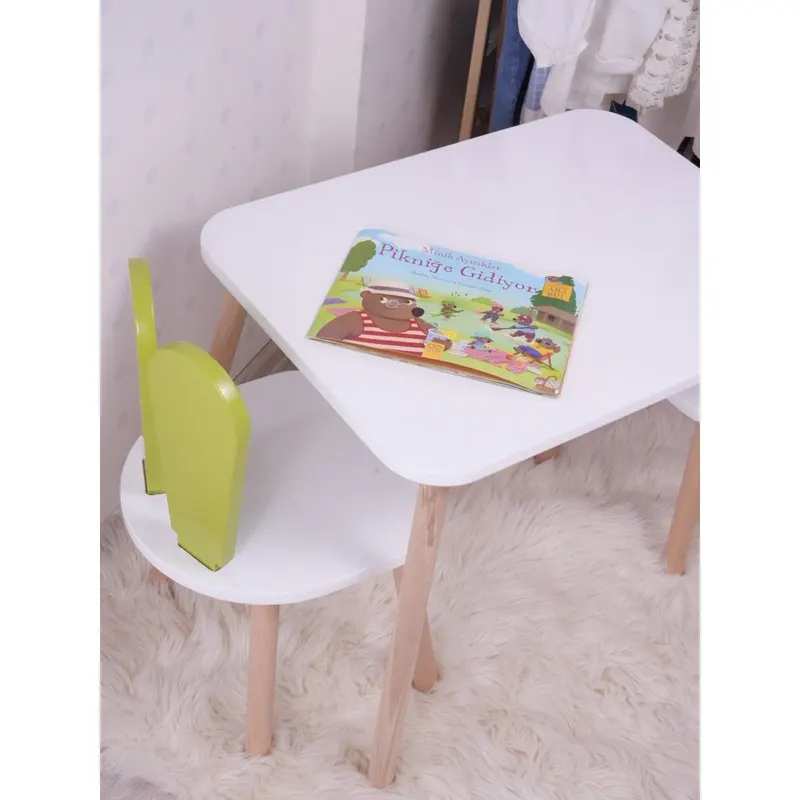 Set masa si scaun pentru copii Furniture Bunny One, 50x45x60 cm - Pistachio Green nWhite