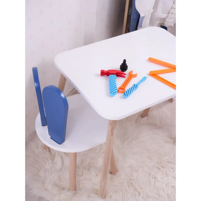 Set masa si scaun pentru copii Furniture Bunny One, 50x45x60 cm - Blue nWhite