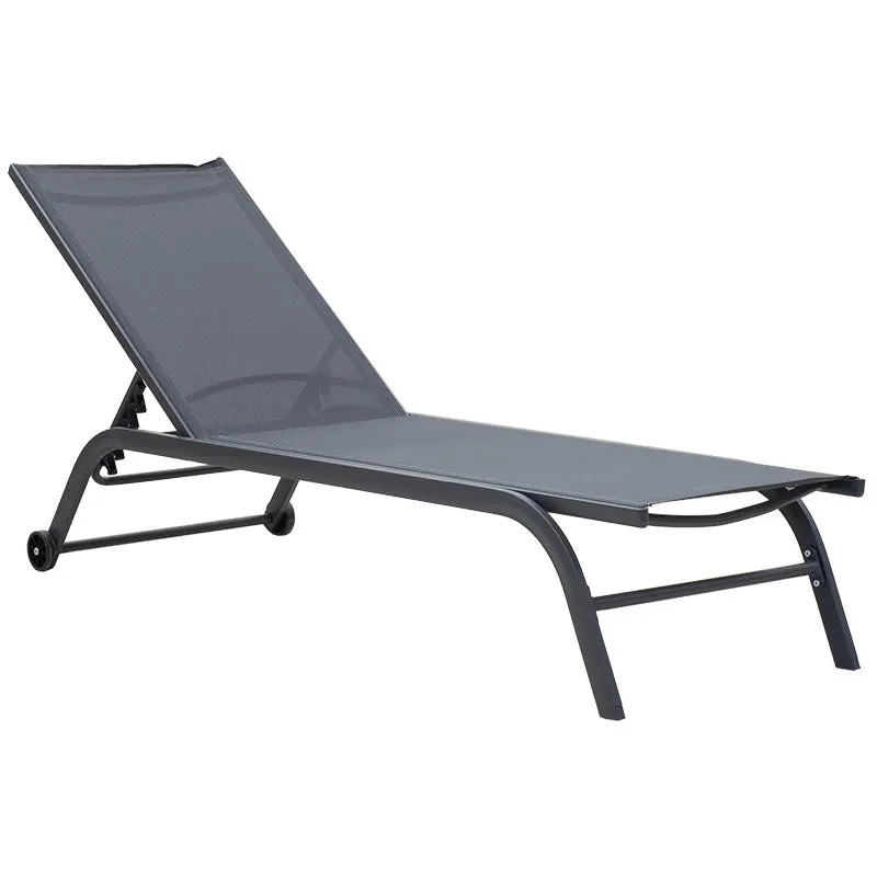 Sezlong Jaipur aluminiu tex Maron, Alb - Antracit, 65x192 cm - Antracit