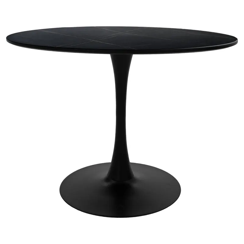 Masă de sufragerie Balou I MDF, Alb - Negru, 120x75 cm - Negru