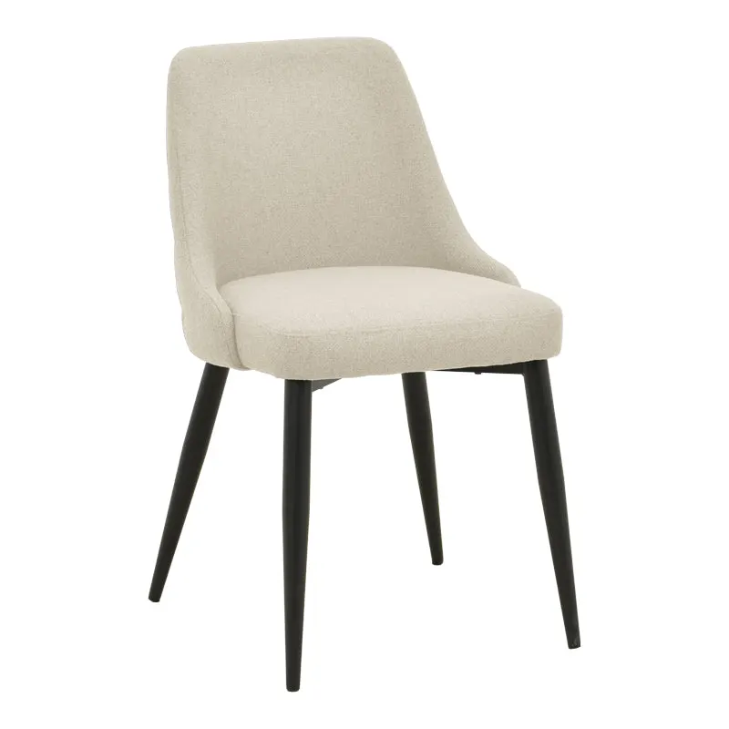 Zedna scaun bej din stofă, cu picioare metalice negre, Bej - Negru, 51x58x84 cm - Bej-Negru