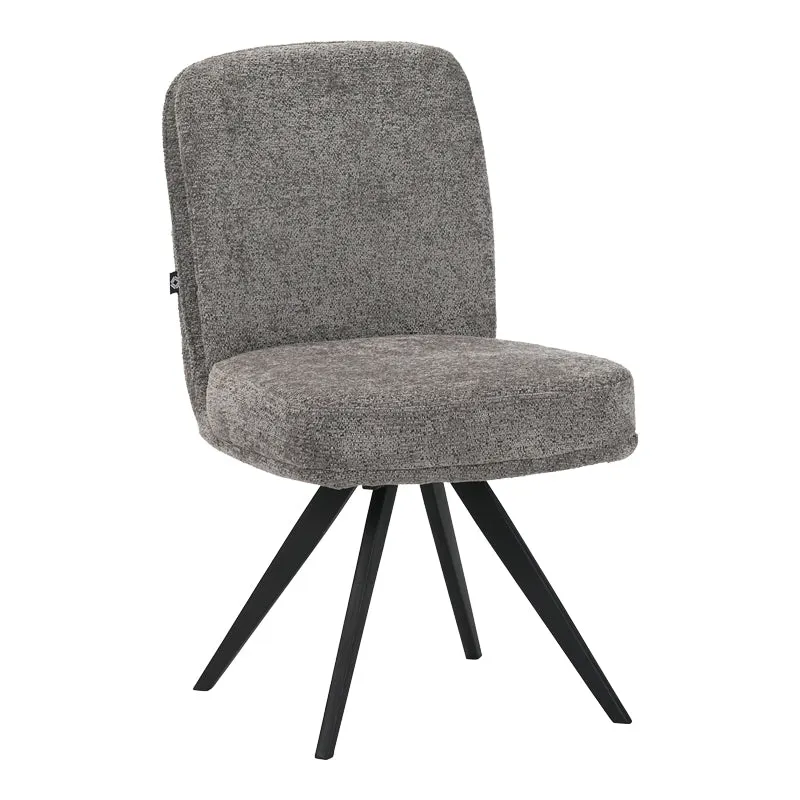Scaun rotativ cu funcție de pivotare, modern, material textil boucle gri, picioare metalice, negre, 66x50x90 cm - BLACK - GREY