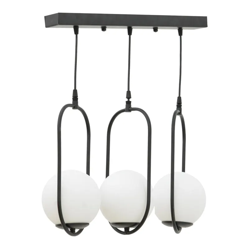 Lustră cu trei becuri Lavol, Metal, Negru, 30x70 cm - Negru