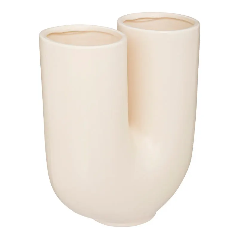 Vază decorativă ceramică Dorta, Crem, 21x11x25 cm - Bej