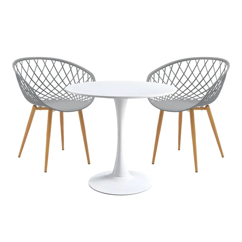 Set de sufragerie Elijah-Ezra 3 piese, Gri-Alb, 60x74 cm - Natur