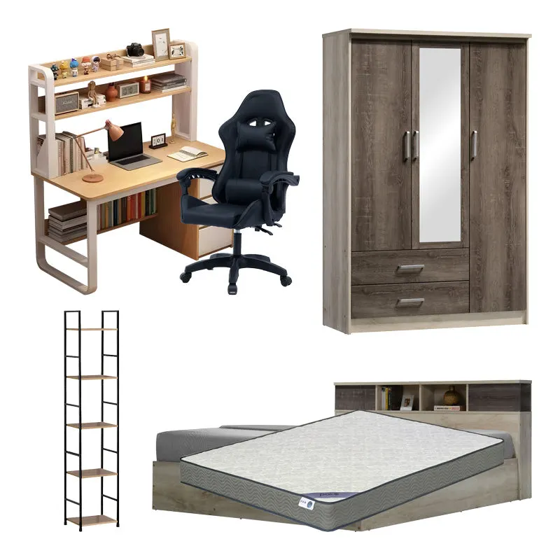 Pachet mobilier pentru studenți Relief, Set 6 piese, Lemn și metal, variabile - Multicolor