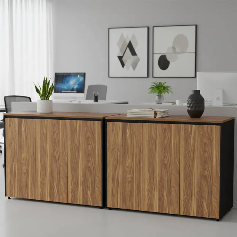 Dulap de birou Oscar, Profesionist, Lemn, Nuc, 240x40x80 cm - Nuc
