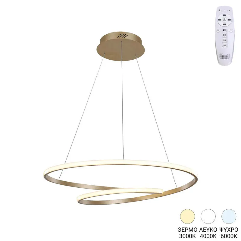 Lustră tavan cu LED Rexon, Metal, Auriu, 49x12 cm - Multicolor