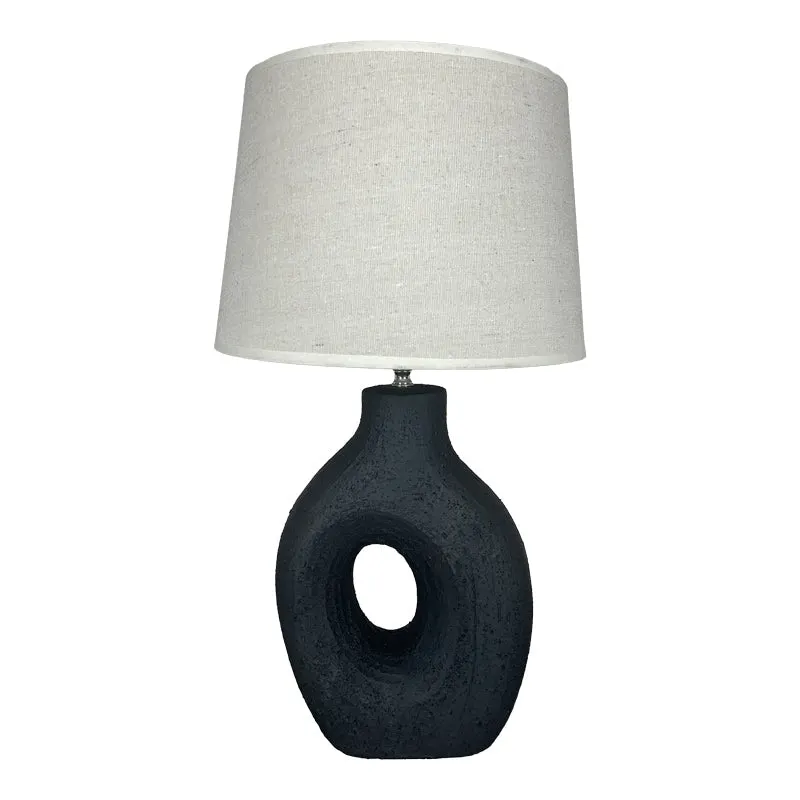 Lampă de masă Ovola, ceramică, negru-bej, 30x52 cm - Bej