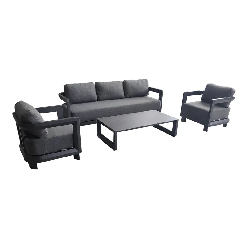 Set mobilier exterior cu funcție lounge Jenora, aluminiu, țesătură antracit, personalizabile, 212x72x64 cm - Gri