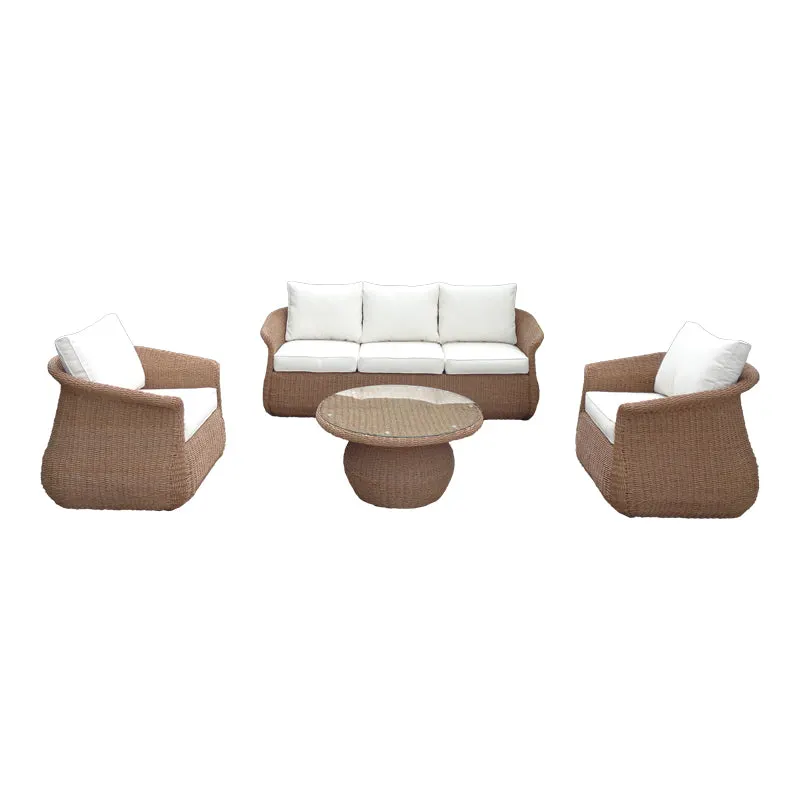 Set mobilier grădină cu funcție lounge Tropicana, ratan, maro/bej, compacte, 204x80x74 cm - Maro