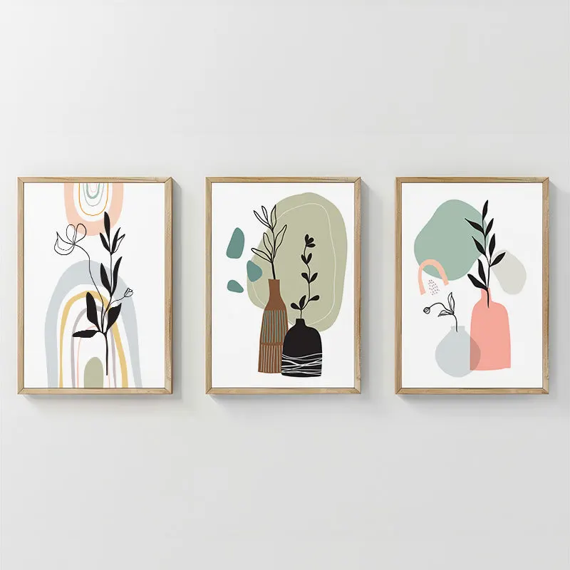 Tablou triptic, Thalyn, Cadru din lemn, Multicolor, 33x48 cm - Multicolor