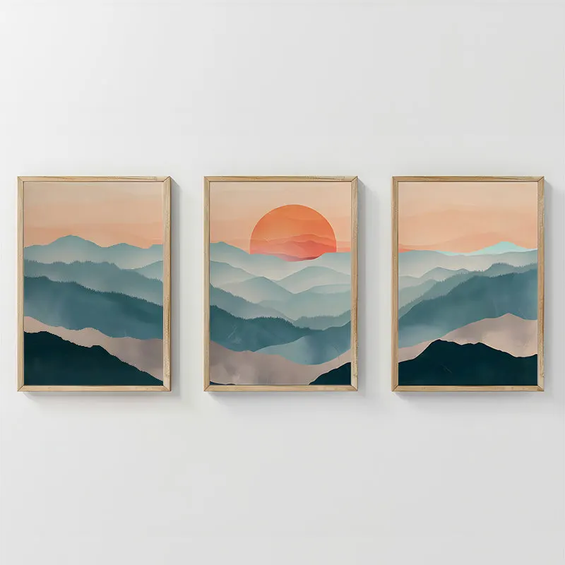 Tablou decorativ triptic Sylis, Lemn, Multicolor, 33x48 cm - Multicolor