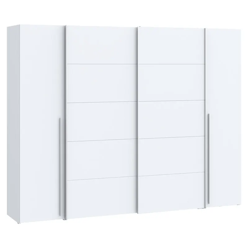 Dulap cu 4 usi Verzo MDF , stejar-alb 270x61x210 cm - Alb