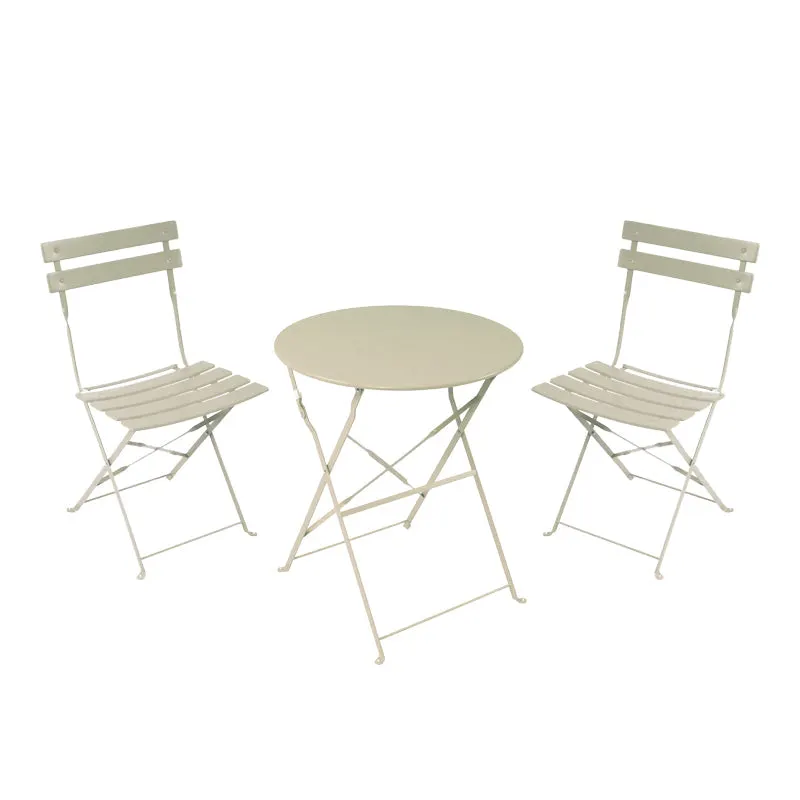 Set masa bistro pliabila 3 piese, metal, bej, 60x71 cm - Bej