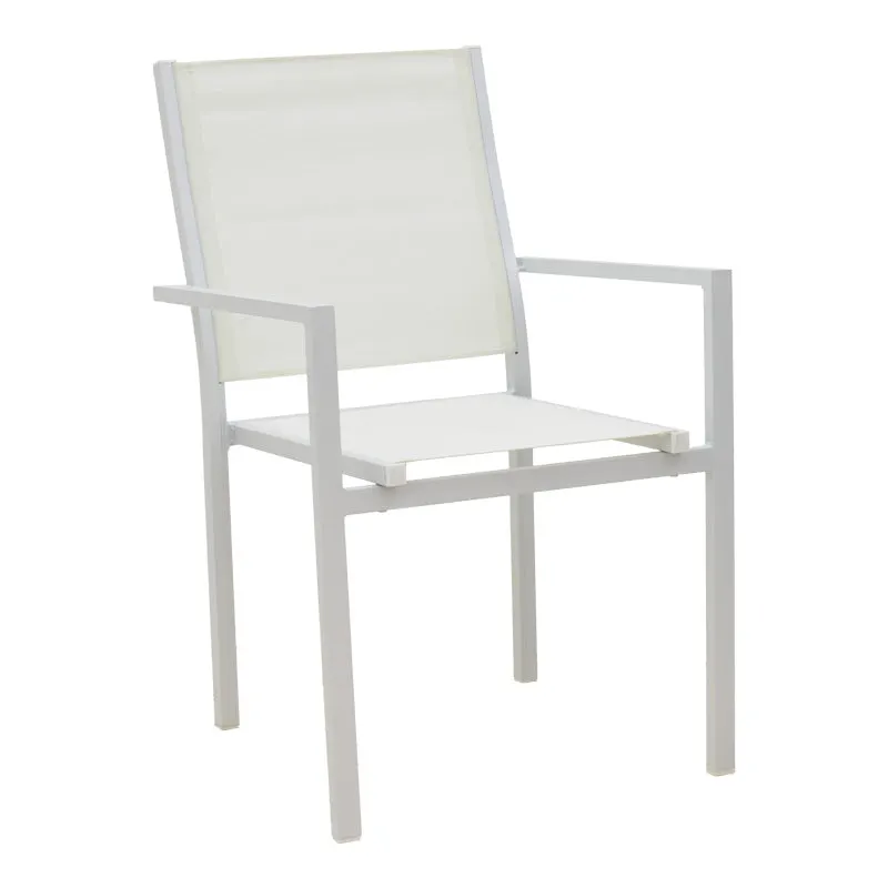 Fotoliu de gradina din aluminiu textilena Zacreta, alb, 56x61x87 cm - Alb