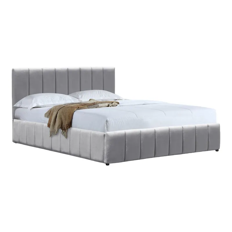 Pat cu spatiu de depozitare Snuggle, Catifea, Antracit - Gri, 160x200 cm - Gri