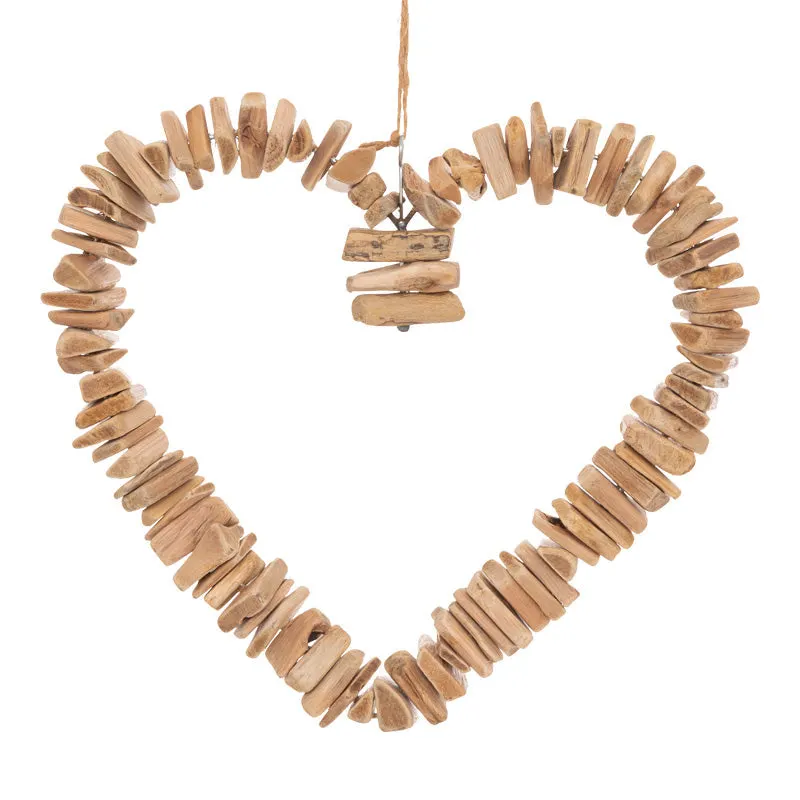 Decoratiune de perete inima Herea, Lemn, Natur, 36x37 cm - Natur