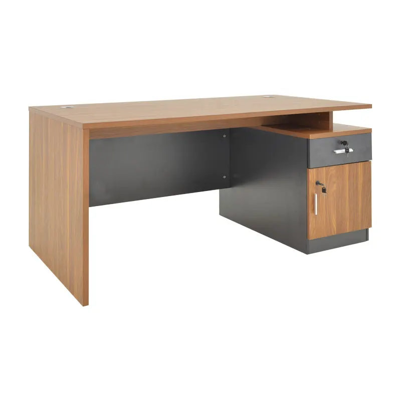 Birou profesional cu functie de organizare Oscar, Lemn, Nuc/Gris închis, 150x80x76 cm - Nuc