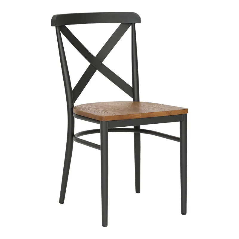 Scaun elegante Ferona, schelet gri închis și șezut din lemn de cauciuc, Naturala, 52x44x84 cm - Gri