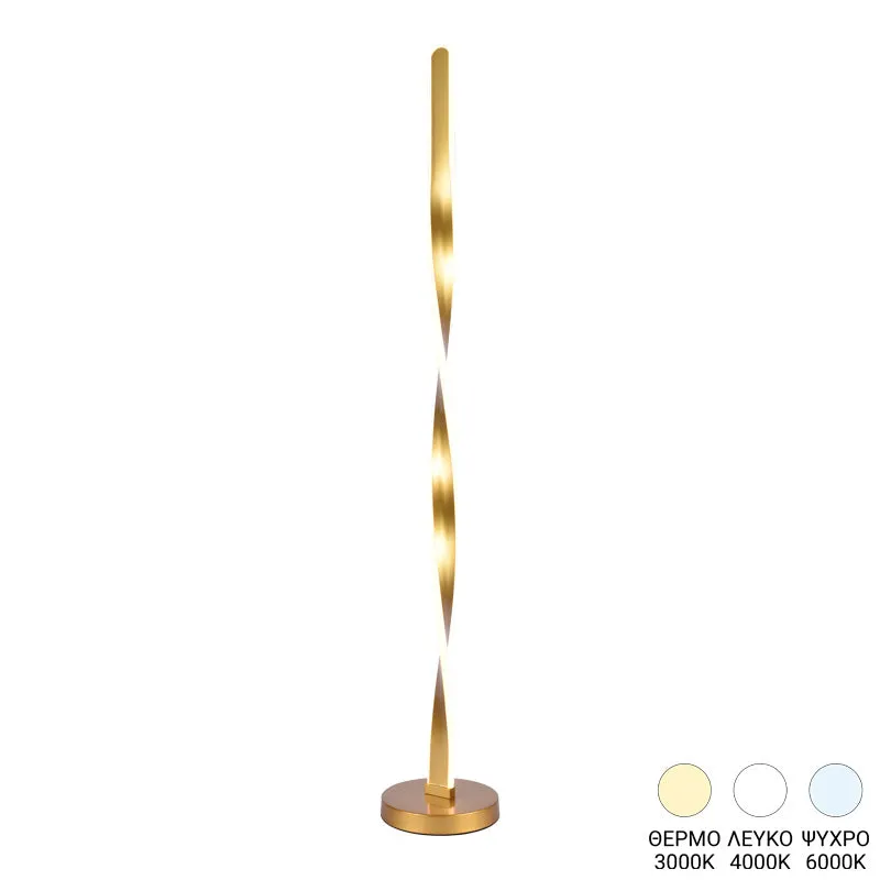 Lampadar cu iluminare LED Pelepho, metal, auriu, 20x130 cm - Auriu