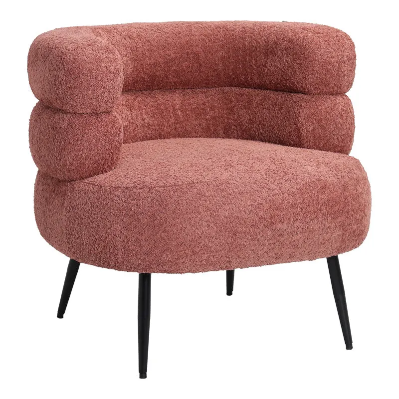 Fotoliu Foleja, Boucle, Design în culoarea marului stricat, Roz, 76x75x72 cm - Roz