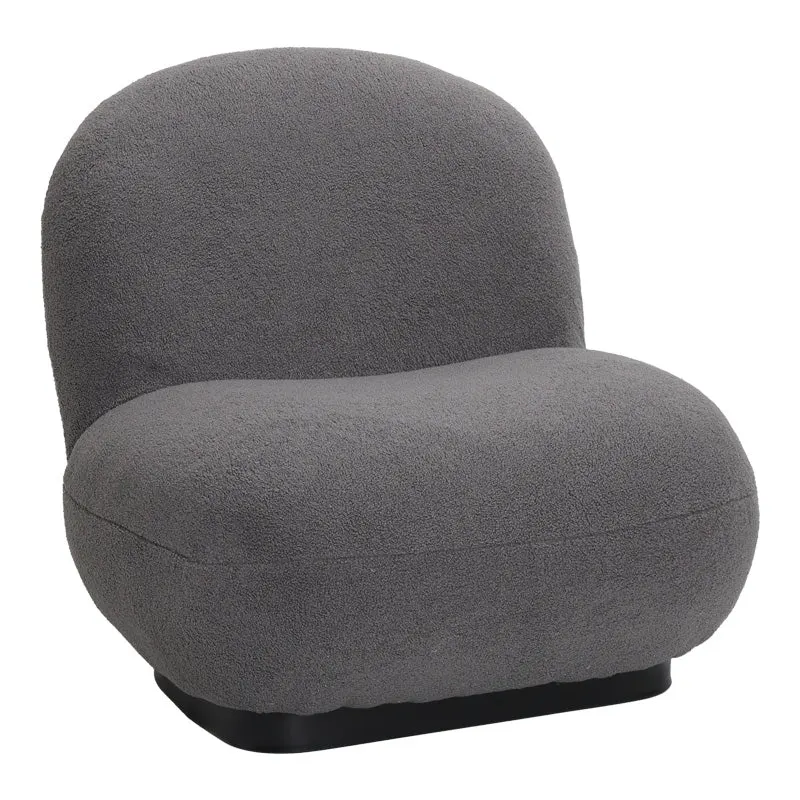 Fotoliu Rosalie, tesatura Teddy Bej, Baza, Neagra, 85x82x77 cm - Gri