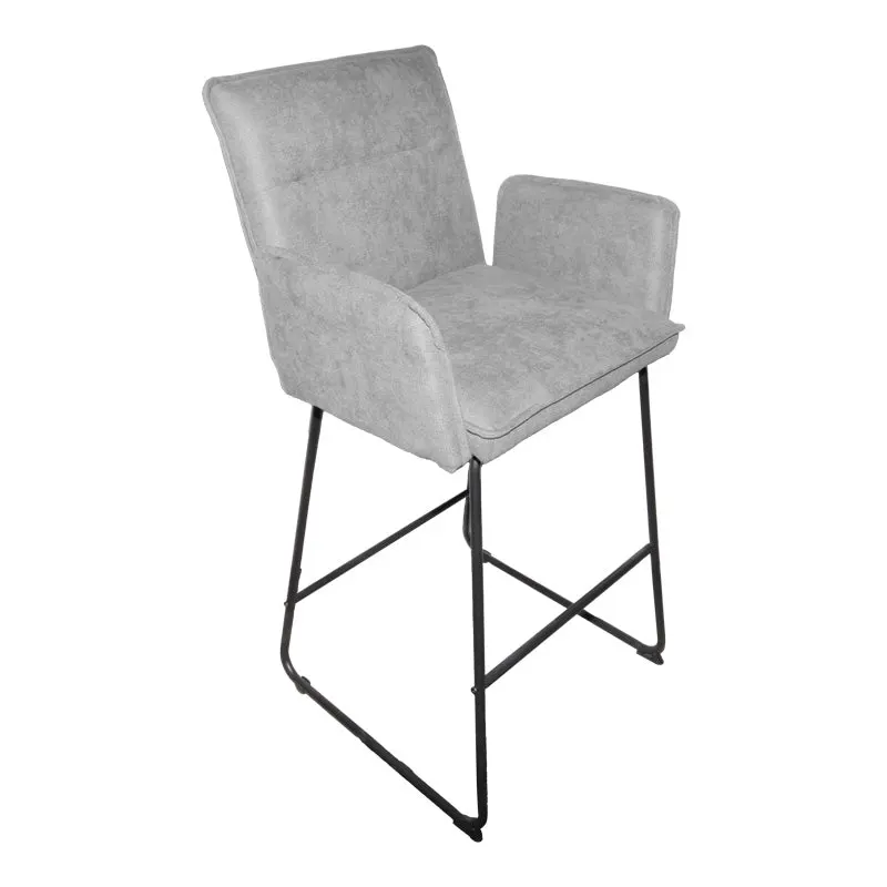 Scaun de bar Essential, stofa si metal, 57x64x107 cm - Gri
