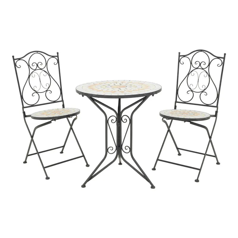 Set de sufragerie Sellis, 3 piese, Mozaic, Negru, 60x60x70 cm - Negru