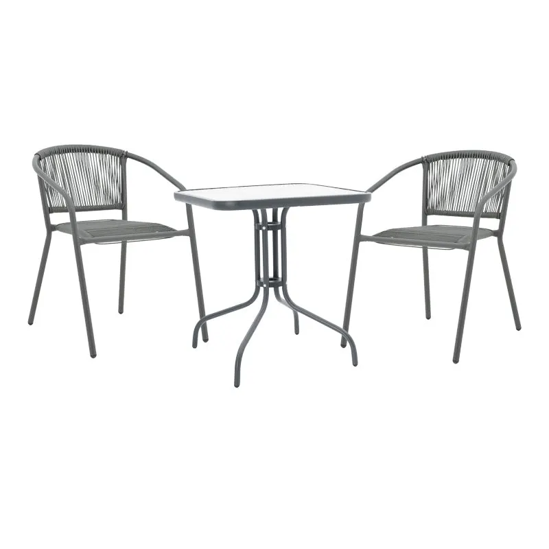 Masă de sufragerie Watson-Lindaria, metal antracit-sticla, 70x70x70 cm - Antracit